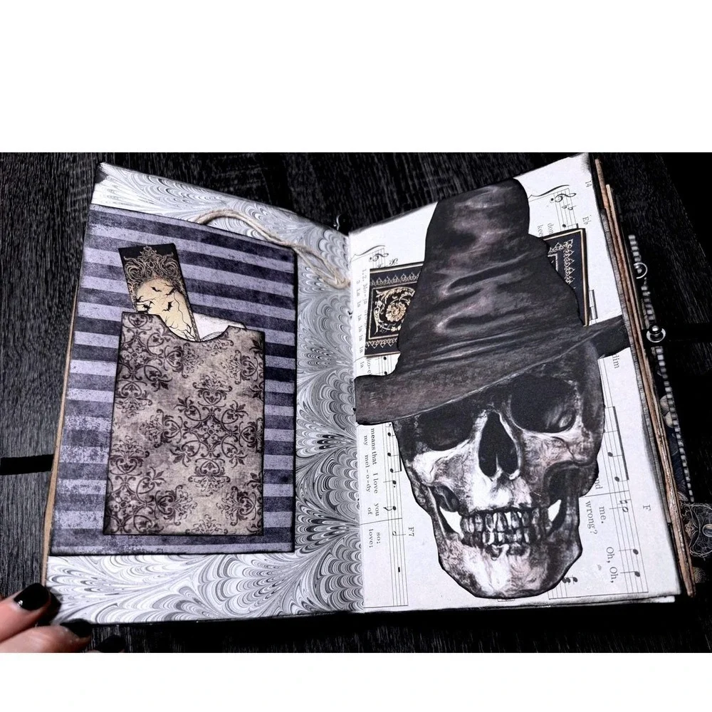 Handmade Gothic Skulls Junk Journal | Mixed‎ Media Art Book | 103 Pages